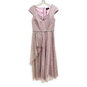 Theia Couture $795 Pink Midi Dress Pearl Crystal Embellished Formal Size 4 NWT